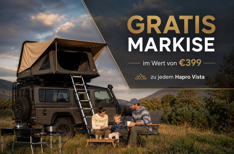 Laden Sie das Bild in Galerie -Viewer, Aktion: HAPRO Vista L Hybrid-Dachzelt mit gratis Markise/Sonnensegel (im Wert von 399€)