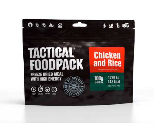 Laden Sie das Bild in Galerie -Viewer, TACTICAL FOODPACK Reisgericht mit Hähnchen 100g