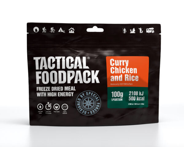 Laden Sie das Bild in Galerie -Viewer, TACTICAL FOODPACK Reiscurry mit Hähnchen 100g