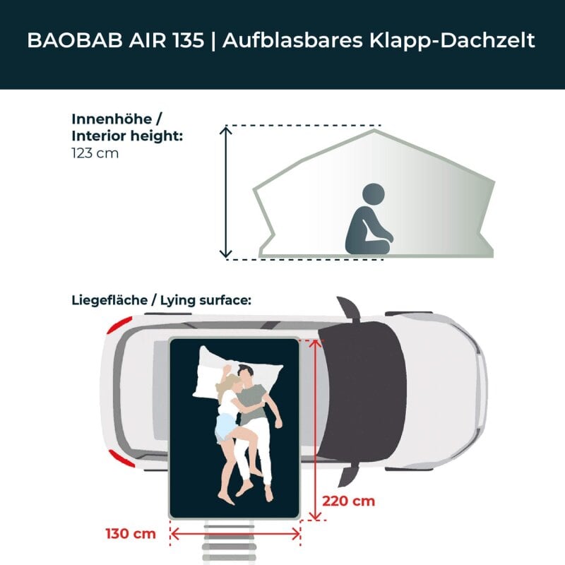 Laden Sie das Bild in Galerie -Viewer, Aufblasbares Luft-Klappzelt BAOBAB AIR 135 grau