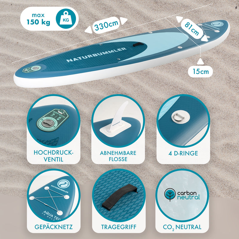 Laden Sie das Bild in Galerie -Viewer, Naturbummler SUP Bundle XL – Komplett-Paket für Stand-up-Paddling
