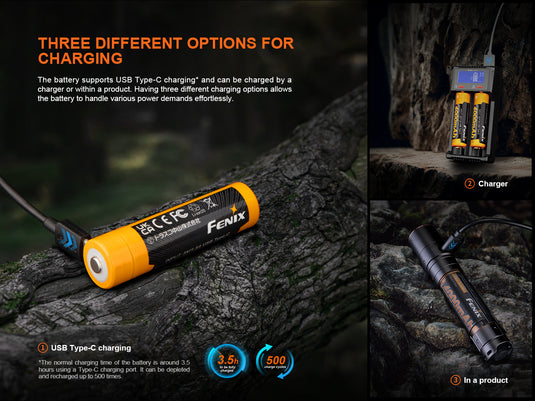 Fenix ARB-L18-4000U – 18650 Li-Ion Akku mit 4000 mAh, inkl. USB C Ladeanschluss