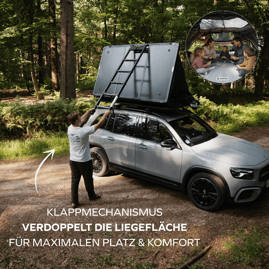Family-Loft 2.0 Klappmechanismus verdoppelt die Liegefläche