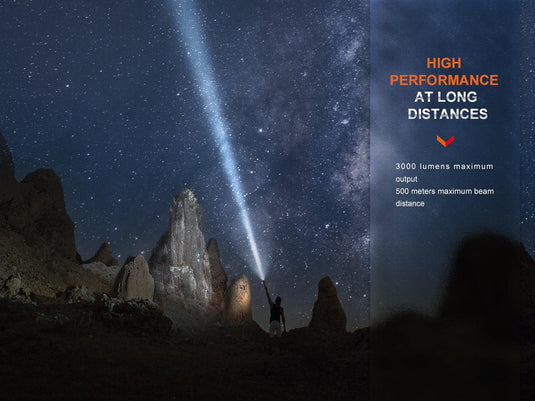 Fenix PD40R V3.0 Superhelle Taschenlampe mit mechanischem Drehschalter, 3000 Lumen