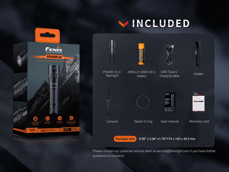 Laden Sie das Bild in Galerie -Viewer, Fenix PD40R V3.0 Superhelle Taschenlampe mit mechanischem Drehschalter, 3000 Lumen
