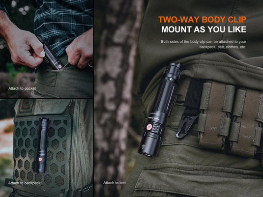 Fenix PD36R V2.0 Kompakte, wiederaufladbare taktische Taschenlampe, 1700 Lumen