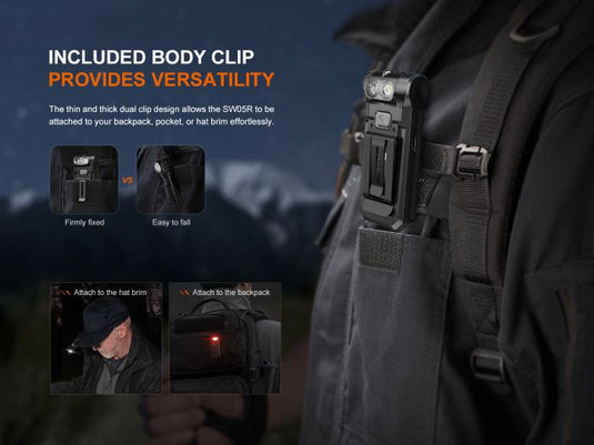 Fenix SW05R-RED kompakte Taschenlampe mit weißem und rotem Licht, 150 Lumen (Weißlicht)