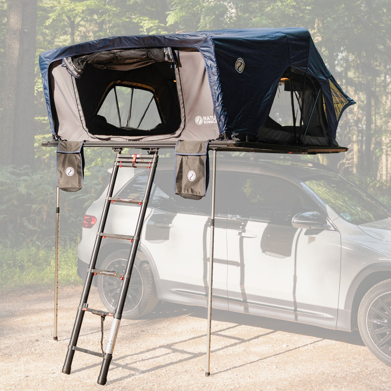 Laden Sie das Bild in Galerie -Viewer, Naturbummler Family-Loft 2.0 Dachzelt aufgebaut auf SUV im Wald
