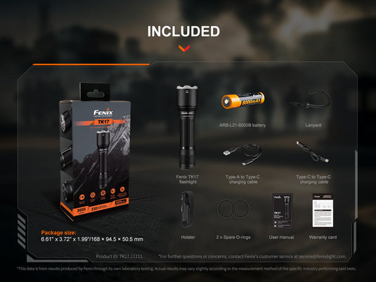 Fenix TK17 Taktische Taschenlampe mit Doppelschalter, 3600 Lumen