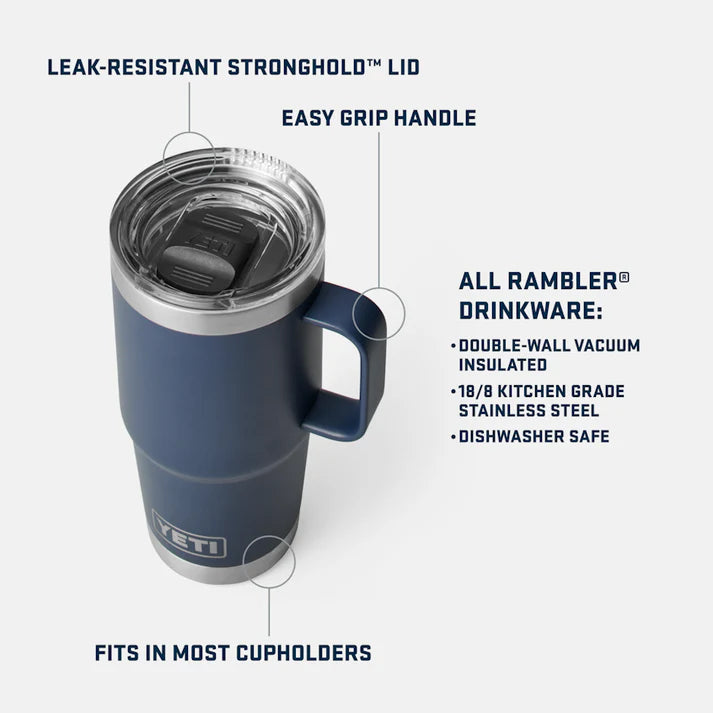 Laden Sie das Bild in Galerie -Viewer, YETI Rambler® 20 oz (591 ml) Reisebecher Mit Stronghold™ Deckel
