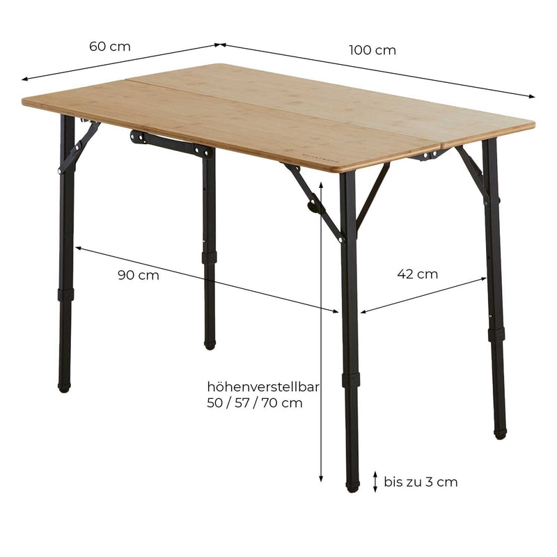 Laden Sie das Bild in Galerie -Viewer, Campingtisch BAMBOO TWO 100x60 cm
