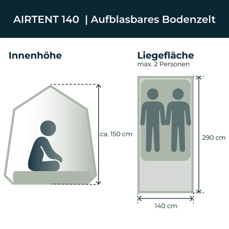 Laden Sie das Bild in Galerie -Viewer, Freistehendes Campingzelt aufblasbar 140
