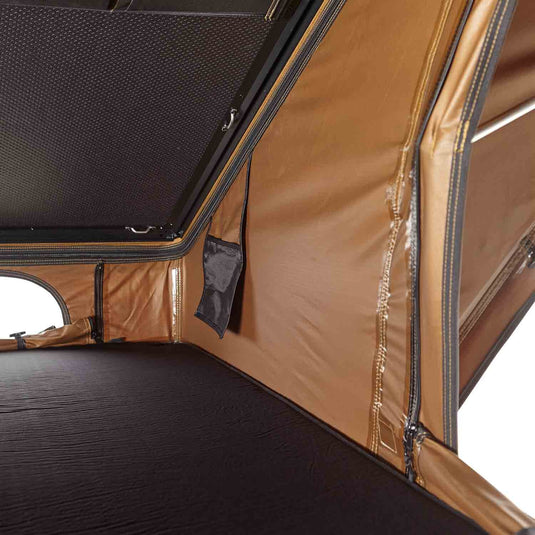 Alu-Hartschalen-Dachzelt CUMARU UP 145 goldbraun