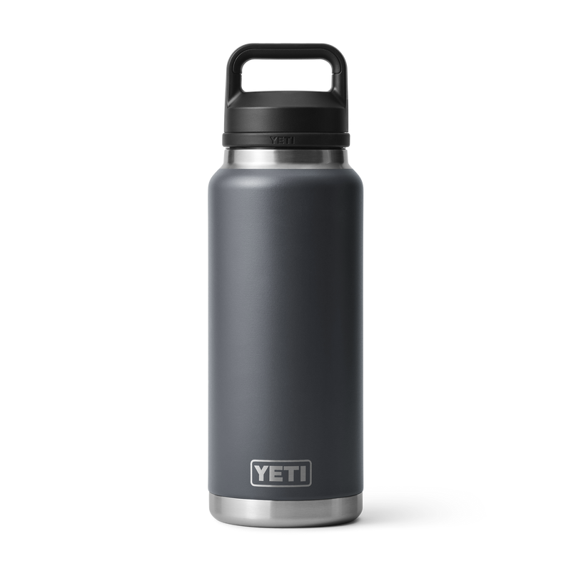 Laden Sie das Bild in Galerie -Viewer, YETI Rambler 36 oz Bottle Chug Cap Charcoal Frontansicht

